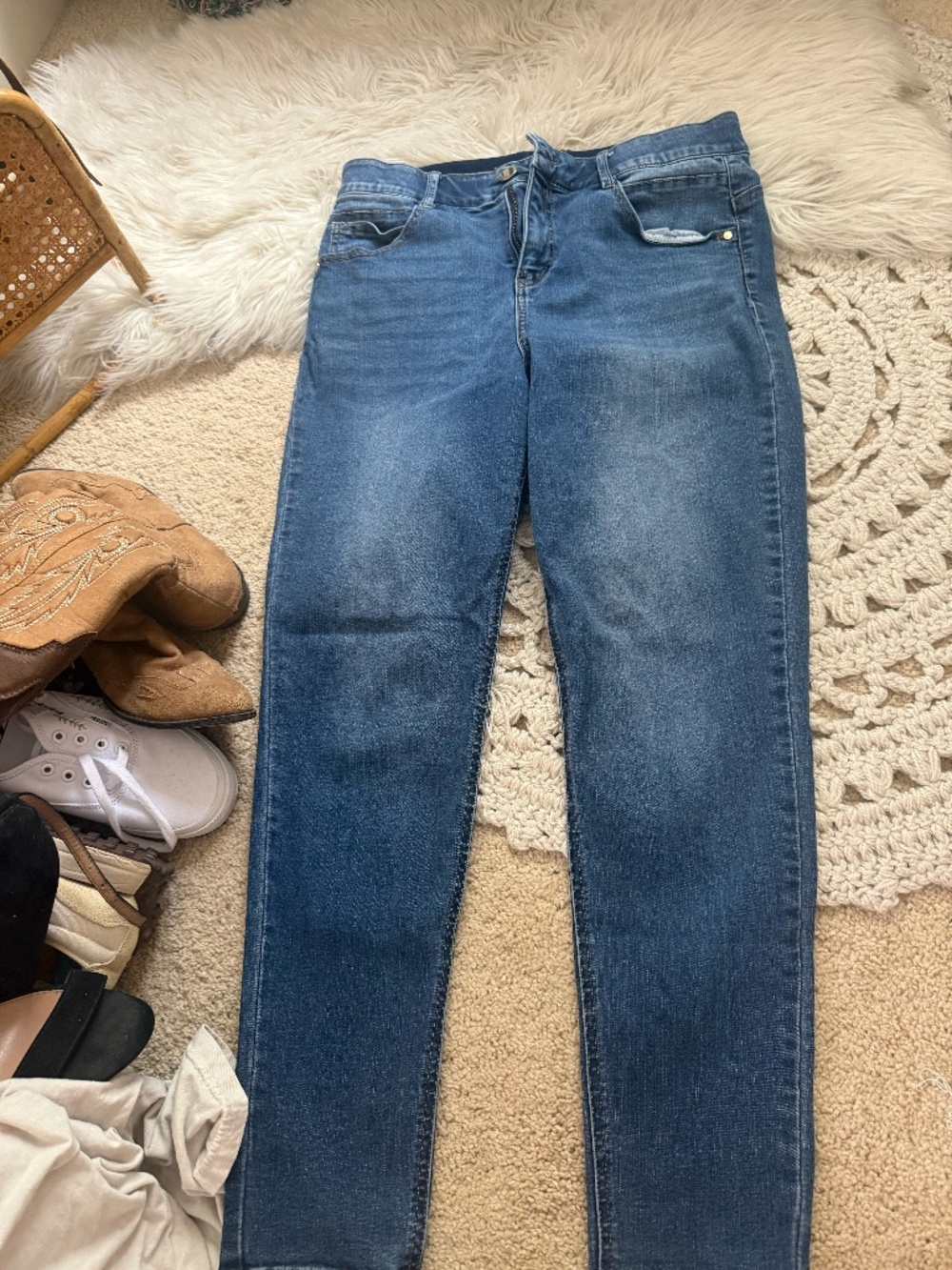 Draper James RSVP Dark Wash Skinny Jeans Size 12 Elastic Waist